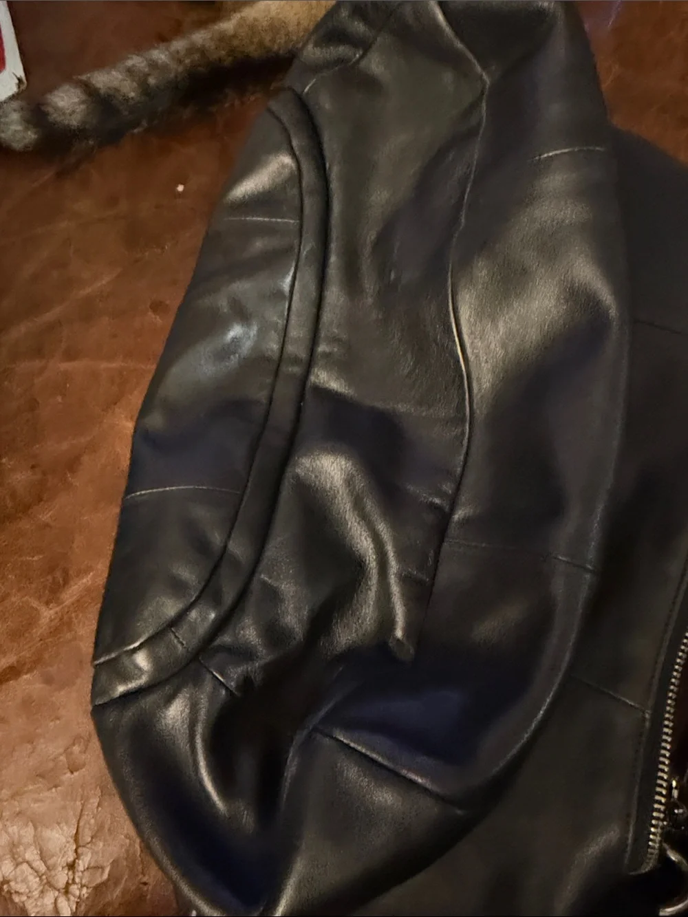 Coach Kristin Large Leather Hobo Handbag Black Silver